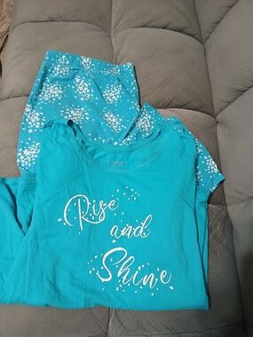 Catherines Turquoise Star Print Pajama Set